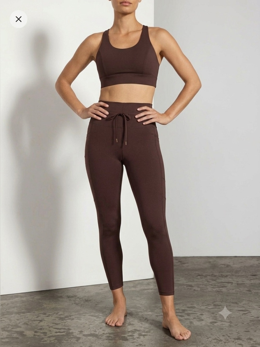 MPG Sport taupe brown sports bra and leggings workout set - XL